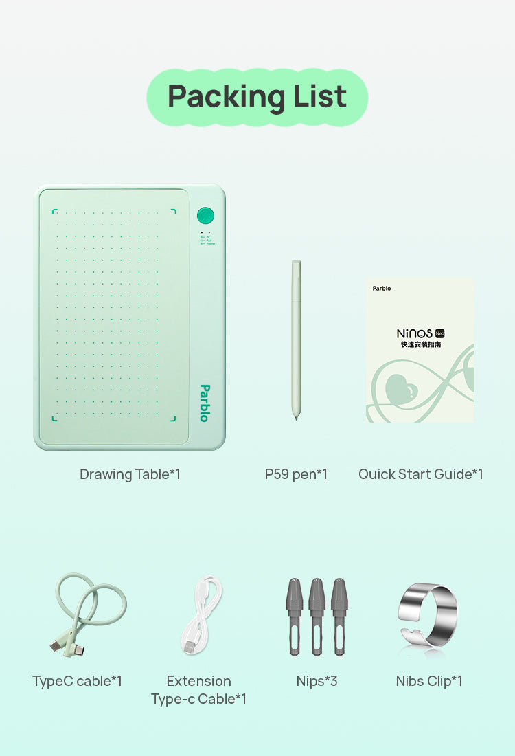 Parblo Graphic Tablet Ninos Neo Pen Tablet