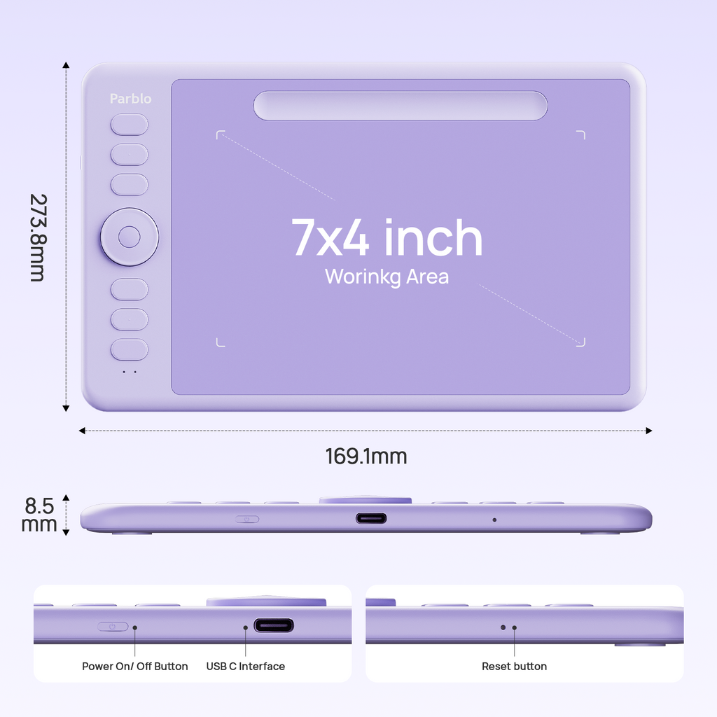Parblo Intangbo SW Wireless Drawing Tablet 7x4 inch 16K Pressure Sensi