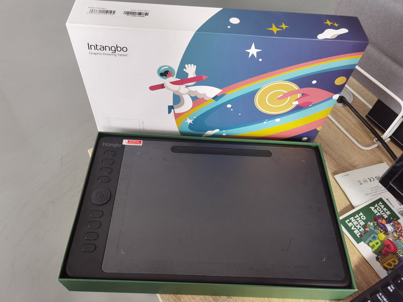 Intangbo Drawing Tablet 10 x 6 inch Graphics Tablet - Ultrathin Computer Digital Pad Android Support with 8192 Levels Battery-Free Stylus Compatible for Drawing and Online Classes Black