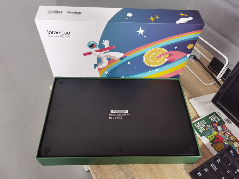 Intangbo Drawing Tablet 10 x 6 inch Graphics Tablet - Ultrathin Computer Digital Pad Android Support with 8192 Levels Battery-Free Stylus Compatible for Drawing and Online Classes Black